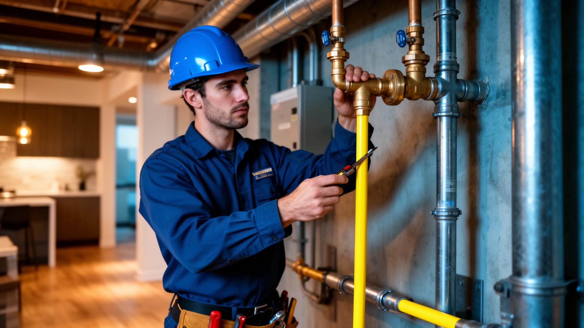 Licensed technician installing gas piping